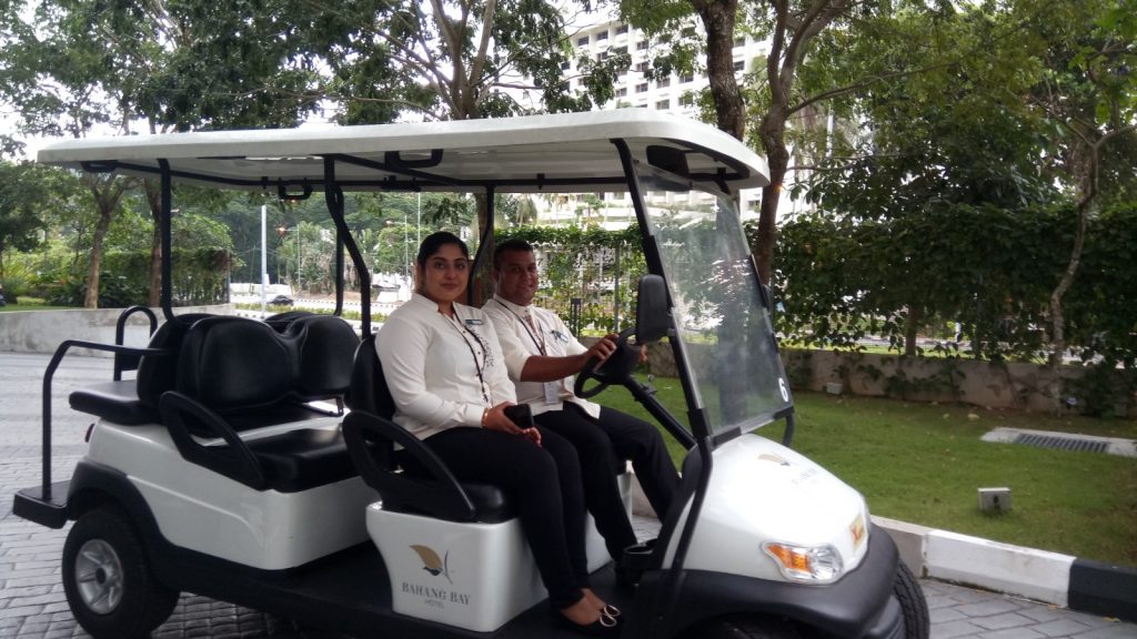 Buggy service to the beach.