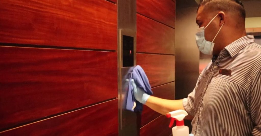 Cleaning of lift buttons