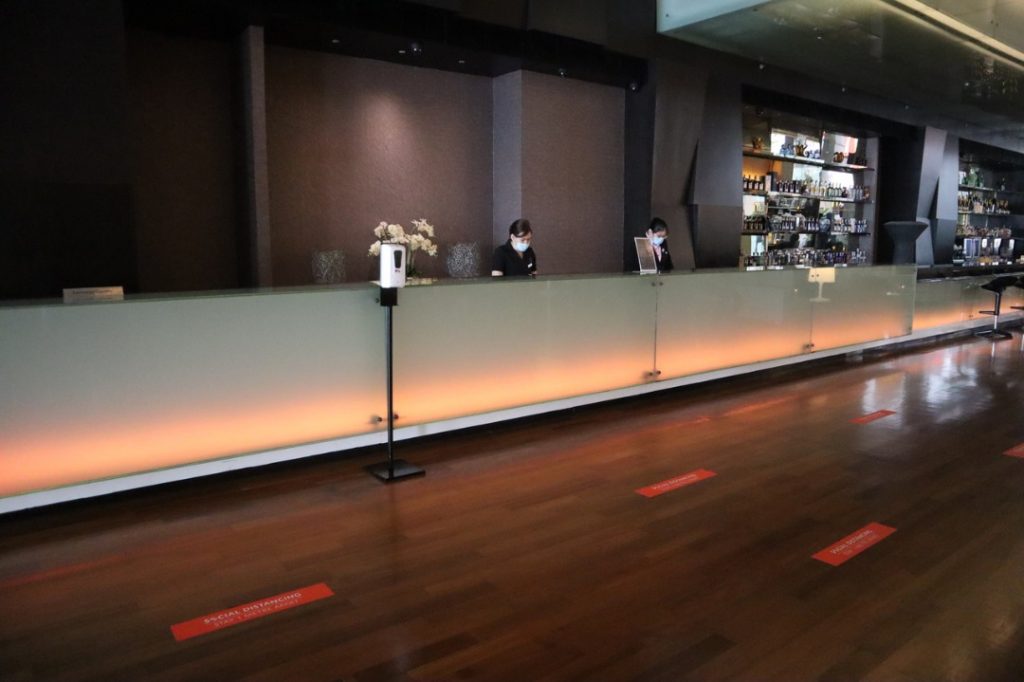 Sanitizers at reception counter