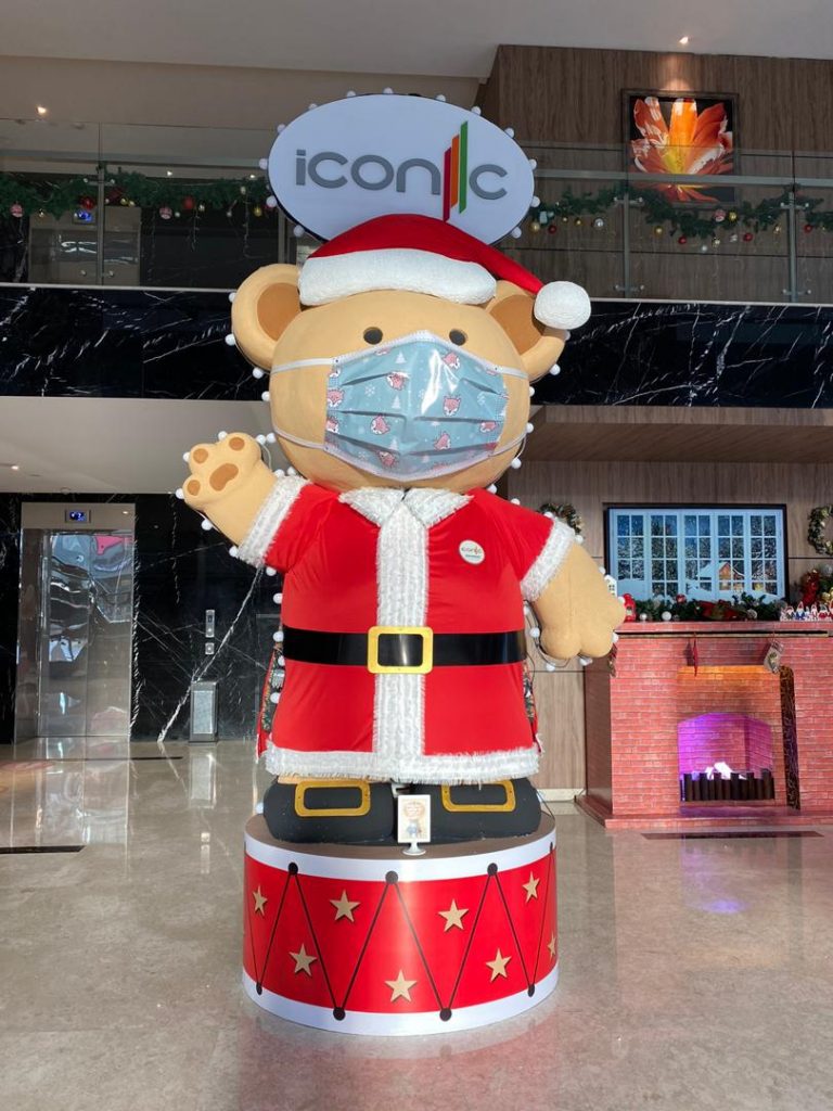 Iconic Hotel's giant bear Xmas deco.