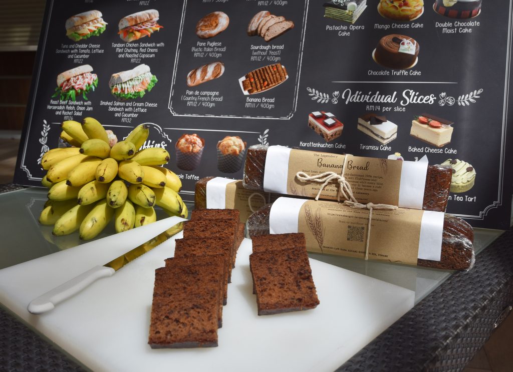 Tempting banana bread delights for takeaway.