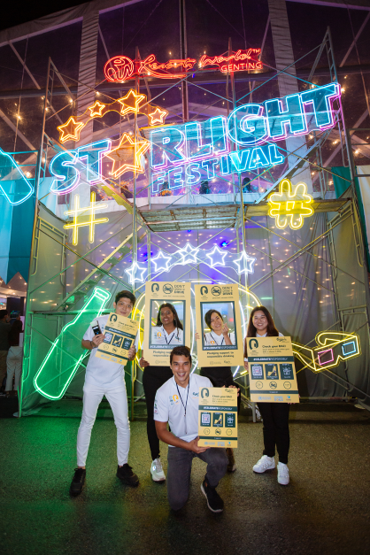 The team of Employee Ambassadors deployed at the Genting Starlight Festival to advocate #CelebrateResponsibly.