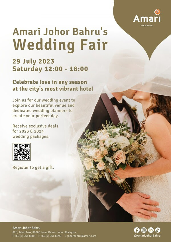 The Wedding Fair at Amari Johor Bahru happening on 29th July 2023, is open to public.