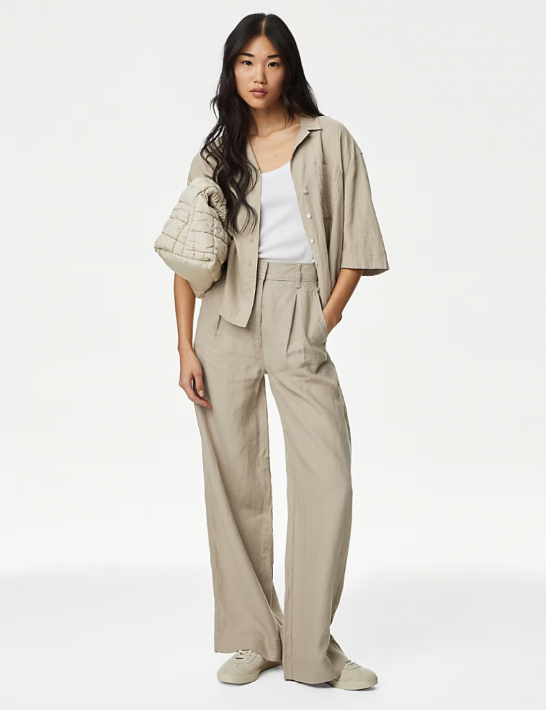 M&S Womenswear _ Pure Linen Wide Leg Trousers