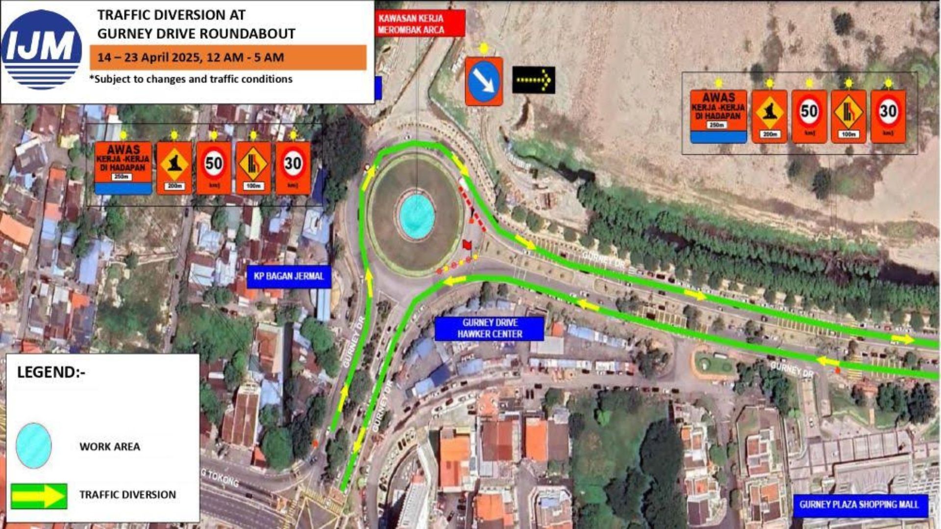 Traffic Diversion for Sculpture Relocation at Gurney Drive Roundabout